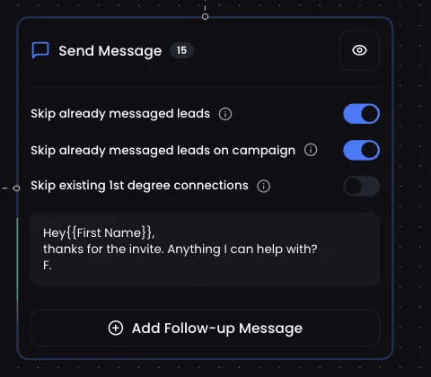 Auto-Accept campaign setup in ReactIn