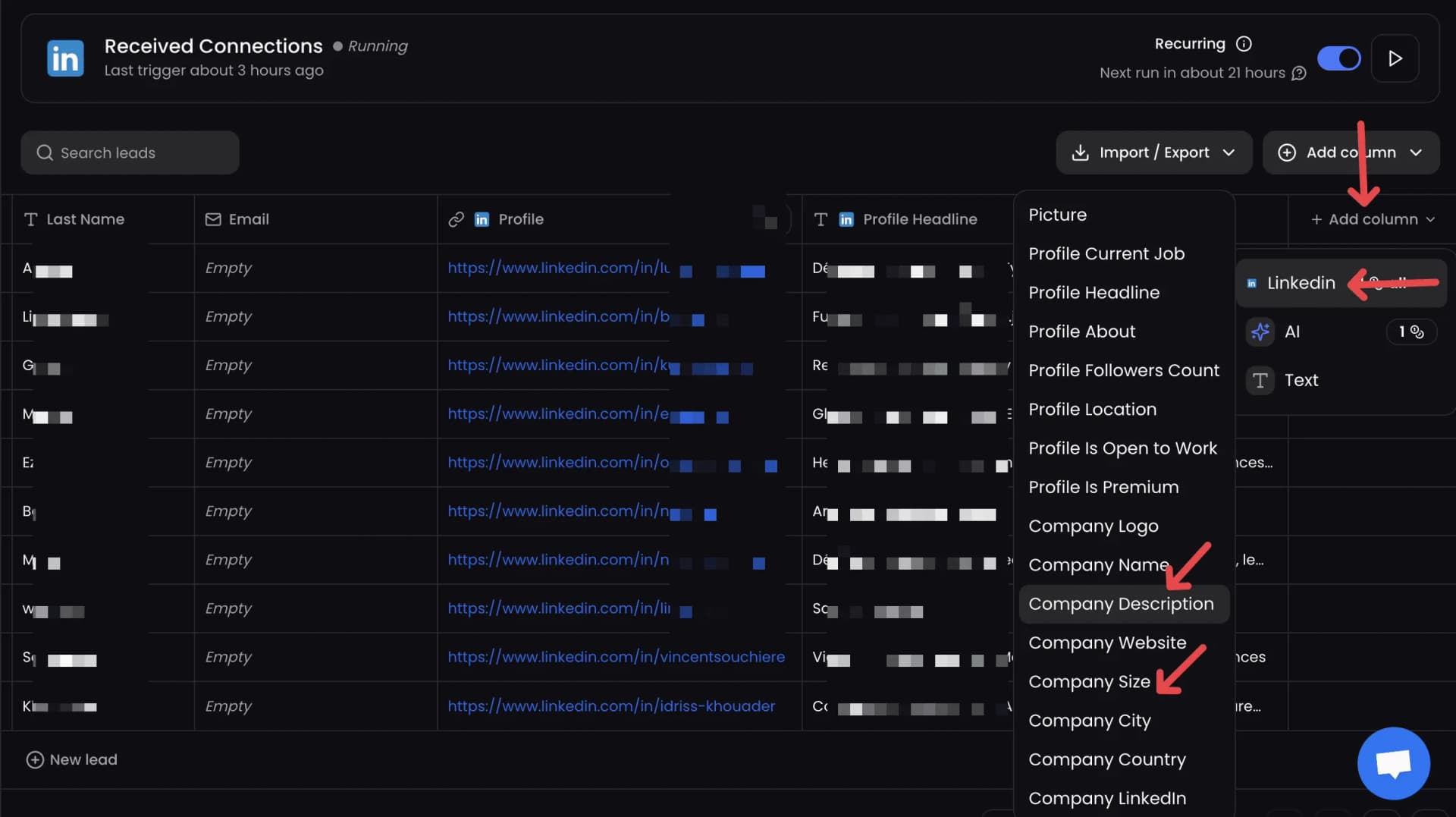 ReactIn leads enrichment for auto-accept connections
