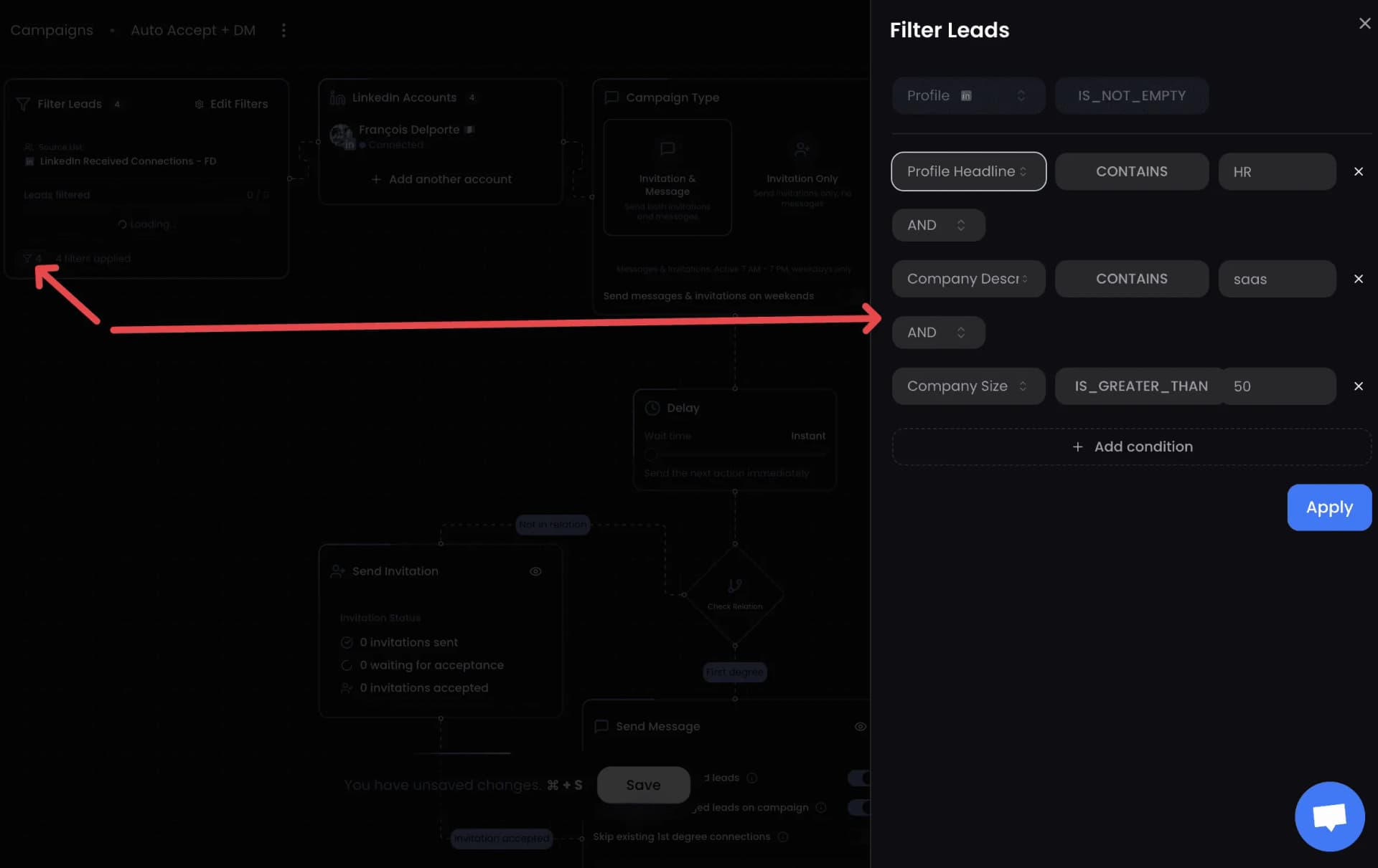 ReactIn automated segmentation filters