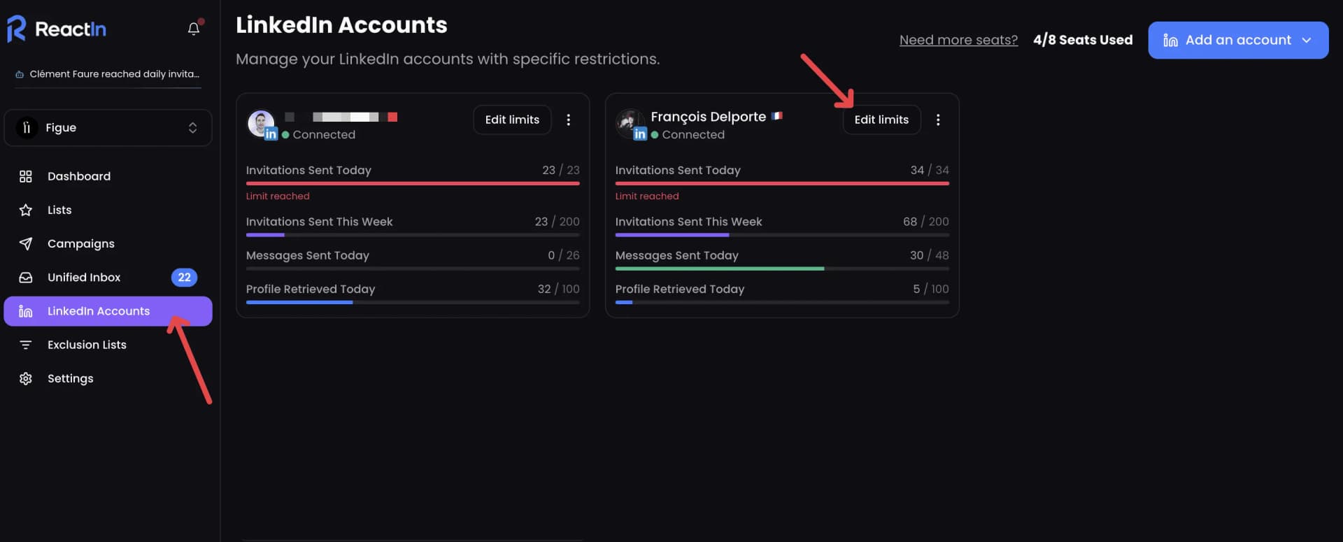ReactIn LinkedIn account safety settings