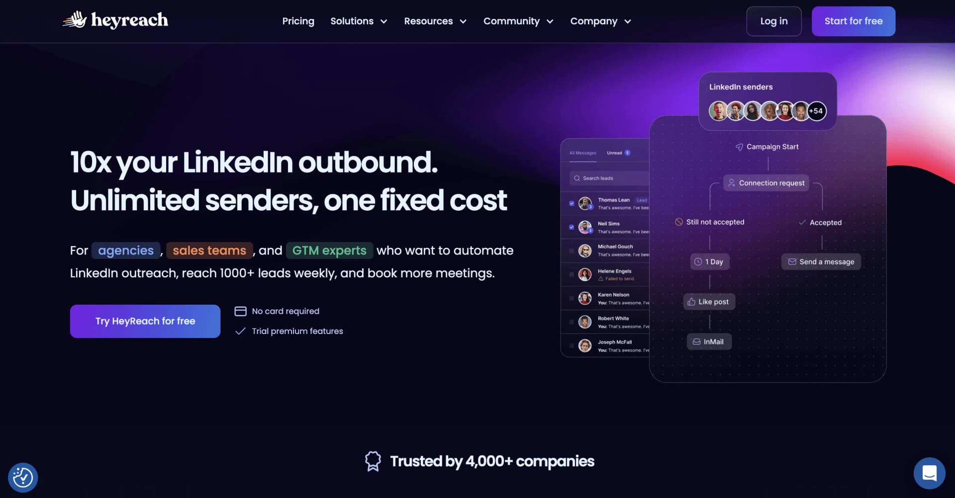 HeyReach multi-sender dashboard
