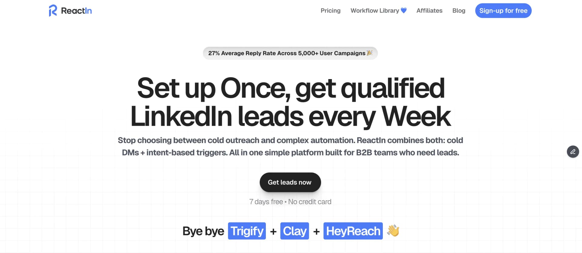 ReactIn LinkedIn automation tool for agencies dashboard