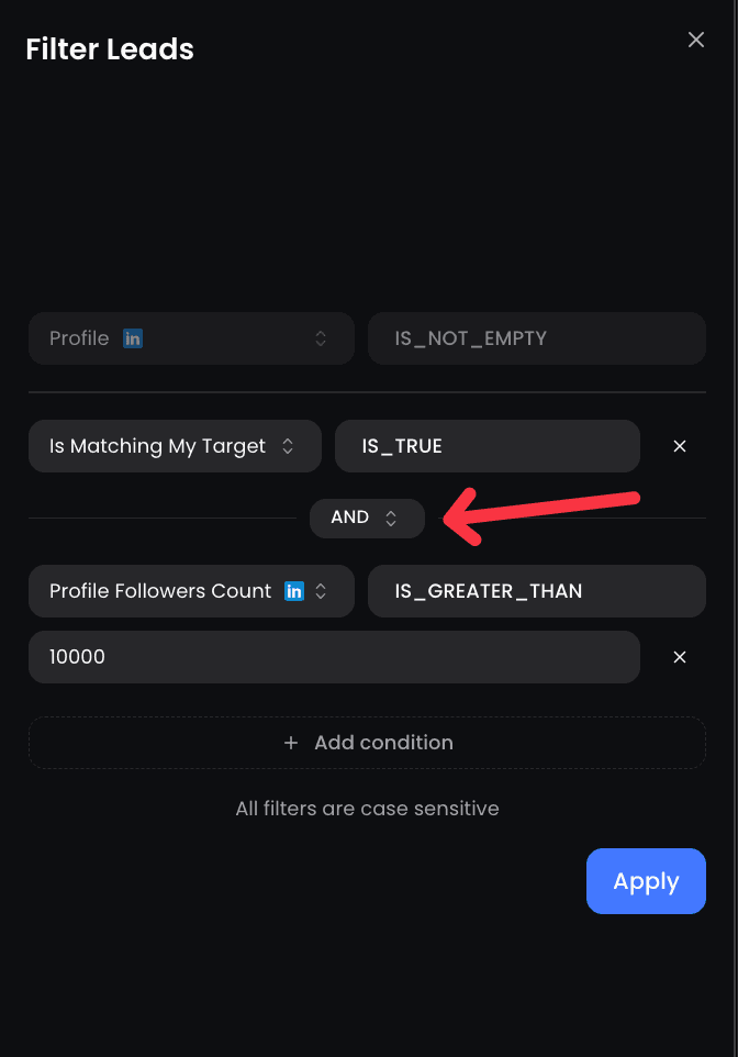 ReactIn campaign filtering interface for managing multiple campaigns