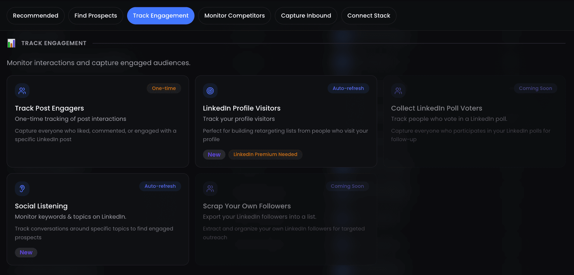 ReactIn SmartLists tracking LinkedIn engagement signals and intent data in real time